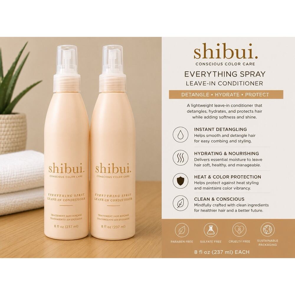 Shibui Everything Spray Leave-In Conditioner Duo 8 fl oz Conscious Color Care